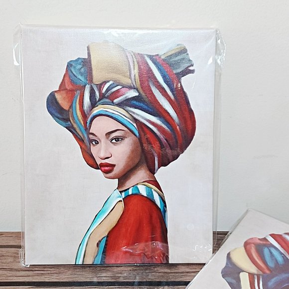 🆕 Home Decor African Woman Canvas Wall Art, African Beauty Canvas Print 8x9.75" - Picture 6 of 7